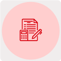 A red pen and a check mark icon, symbolizing completion and approval.